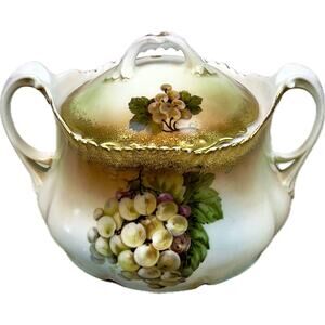 Wurttemberg Porcelain China Fruit Pattern Sugar/Gravy Boat Serving Bowl Germany